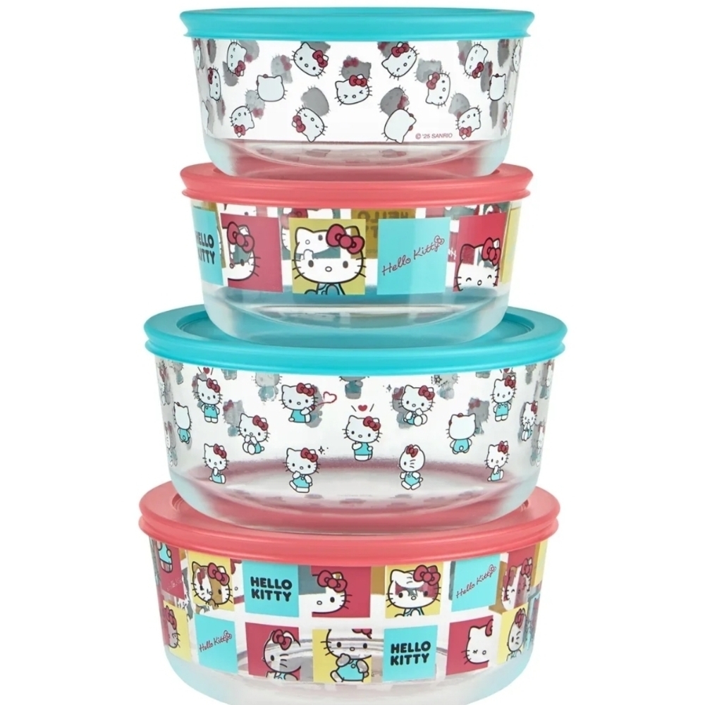 Hello Kitty Pyrex 8-Piece Storage Set